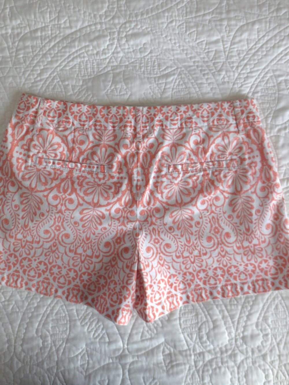 Boho Chic Coral & White Cotton Shorts - Picture 4 of 8
